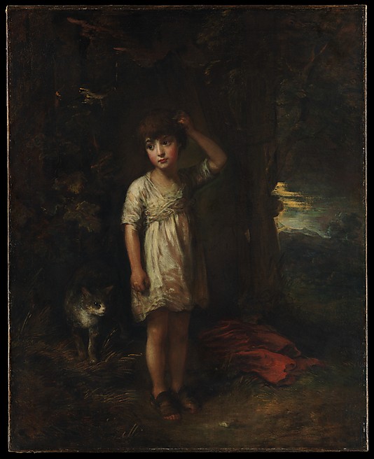 Children Oil Paintings A Boy with a Cat