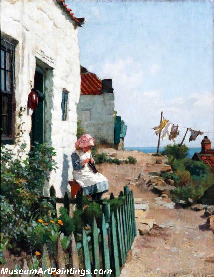 Children Painting At the Cottage Door