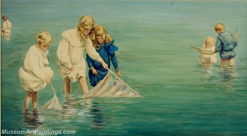 Children at the Shore Painting