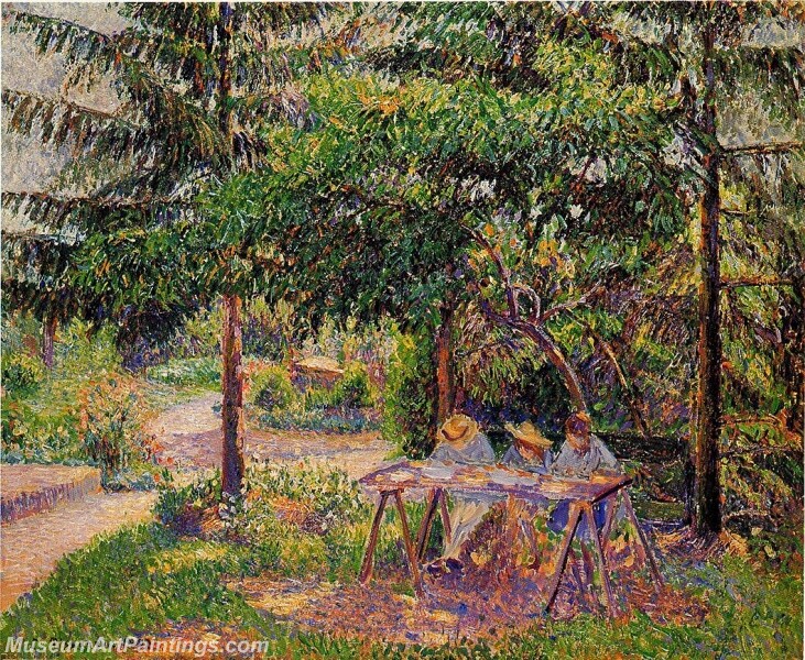 Children in a Garden at Eragny Painting