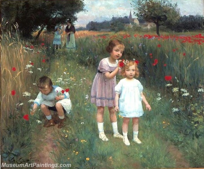 Children in a Poppy Field Painting