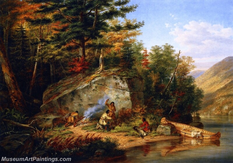 Chippewa Indians at Lake Huron Painting