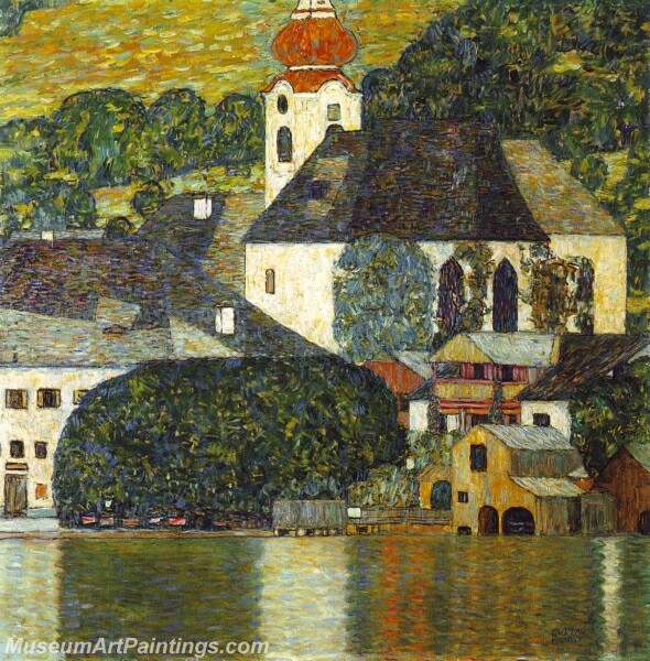 Church in Unterach on the Attersee Painting