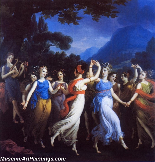 Classical Paintings of Women The Dance of the Muses by Joseph Paelinck