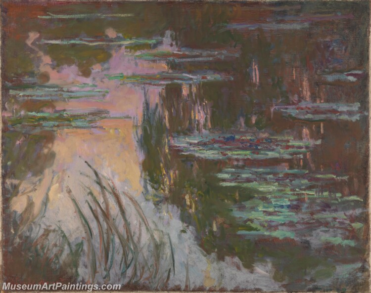 Claude Monet WaterLilies Setting Sun Painting