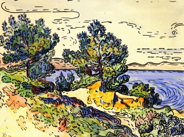 Coastal Landscape with Trees Painting