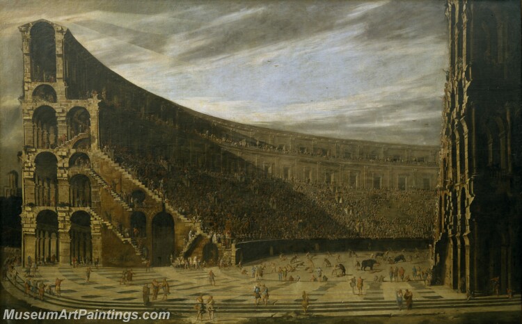 Codazzi Viviano Gargiulo Domenico Perspectiva de un anfiteatro romano Painting