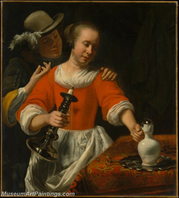 Cornelis Bisschop A Young Woman and a Cavalier Painting