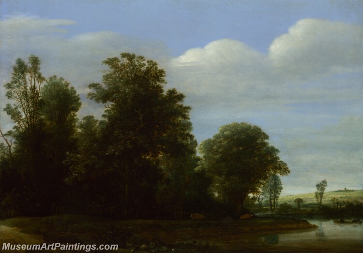 Cornelis Vroom A Landscape with a River by a Wood Painting