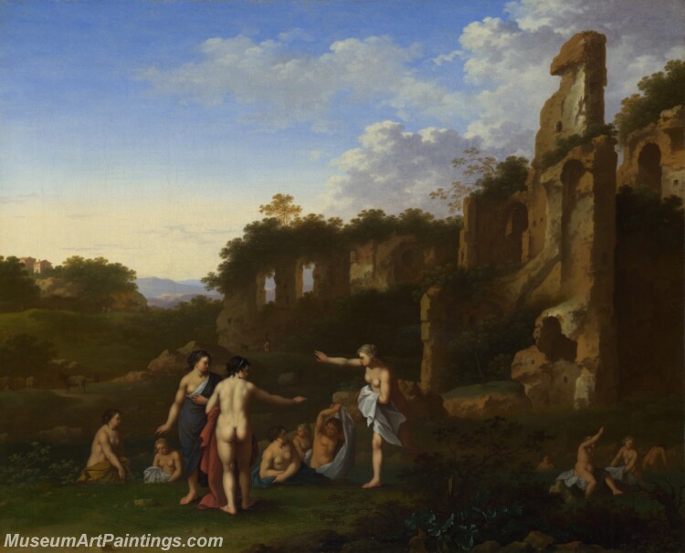 Cornelis van Poelenburgh Women bathing in a Landscape Painting