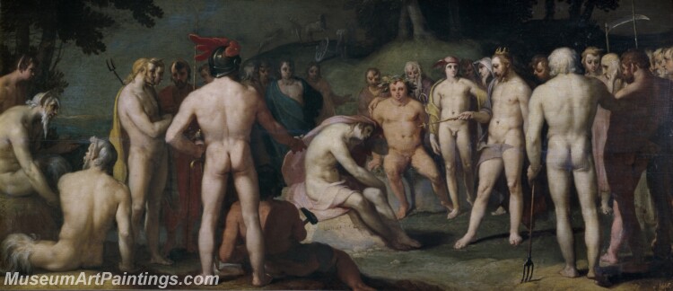 Cornelisz. van Haarlem Cornelis Júpiter y los demas dioses urgen a Apolo a retomar Painting