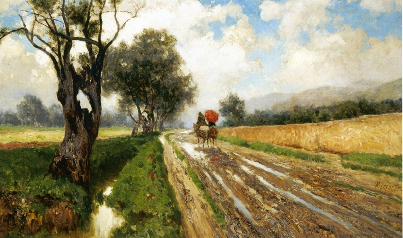 Country Road with Figure by Francesco Lojacono