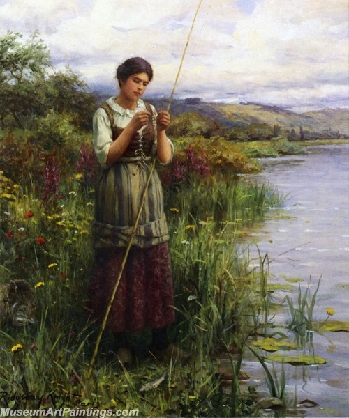 Countryside Paintings Baiting the Hook