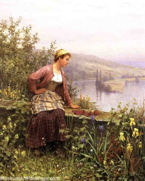 Countryside Paintings Brittany Girl Overlooking Stream