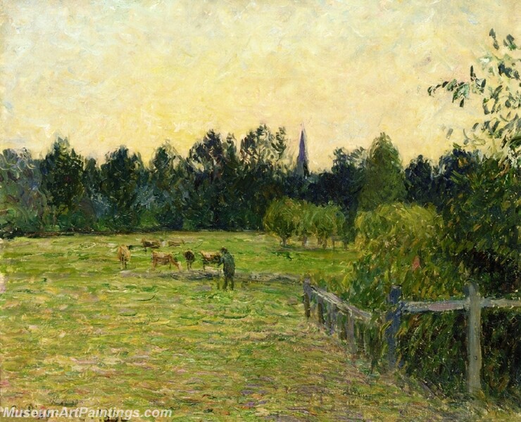 Cowherd in a Field at Eragny Painting