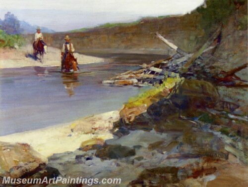 Crossing the Smokey Hill River Painting