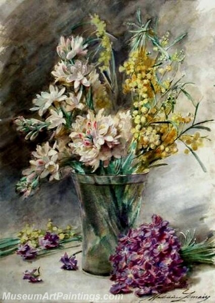 Crystal Vase with Flowers Painting