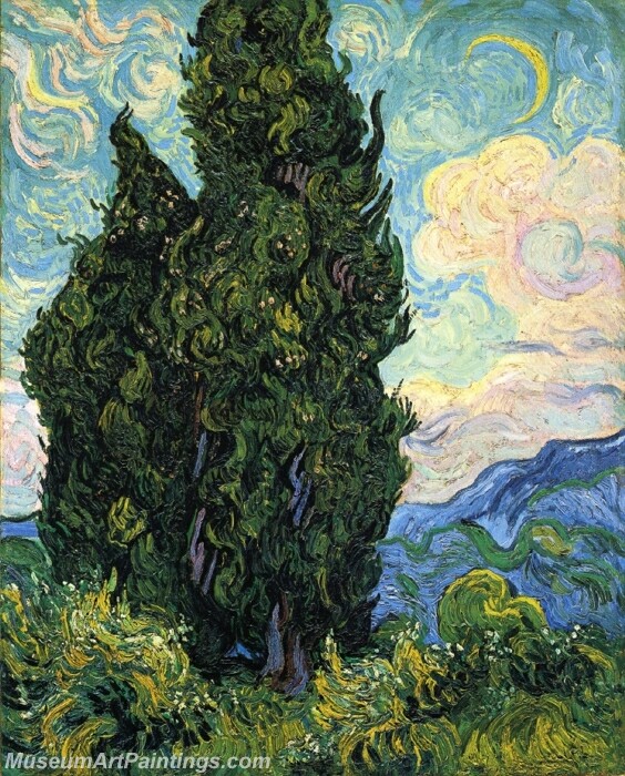 Cypresses Painting