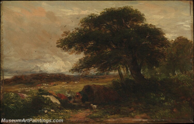 David Cox Landscape with a Gypsy Tent Painting