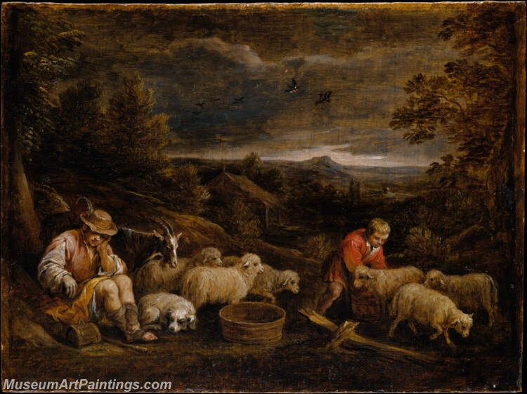 David Teniers the Younger Shepherds and Sheep Painting