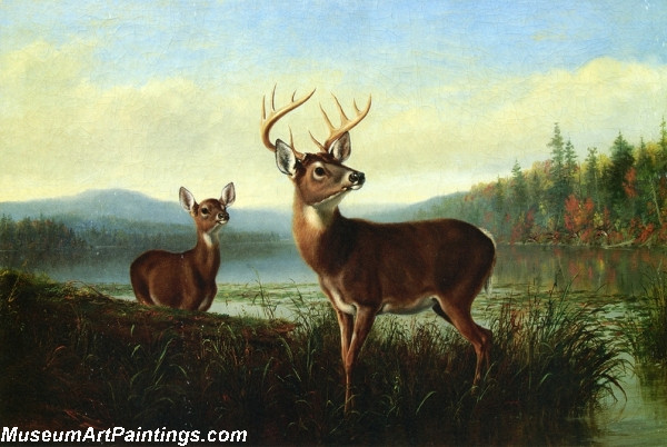 Deer Landscape Painting On the Alert
