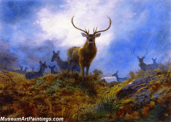 Deer Landscape Painting The Last Chance before Dark