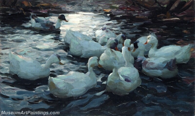 Ducks Feeding Painting