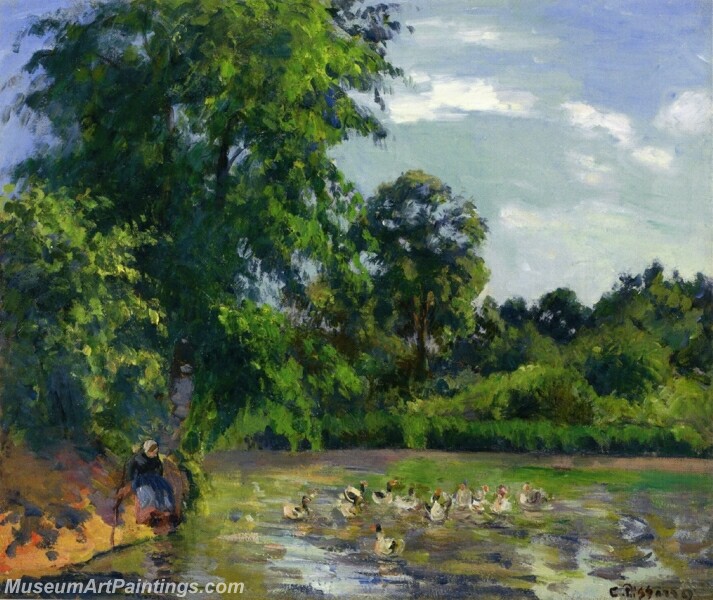 Ducks on the Pond at Montfoucault Painting