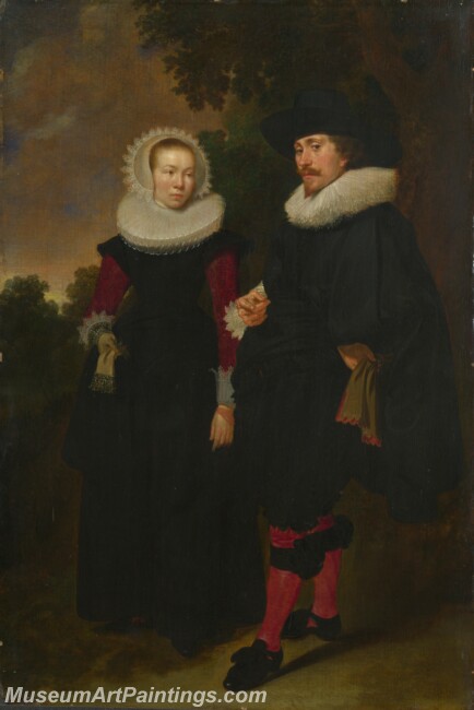 Dutch Portrait of a Man and a Woman Painting