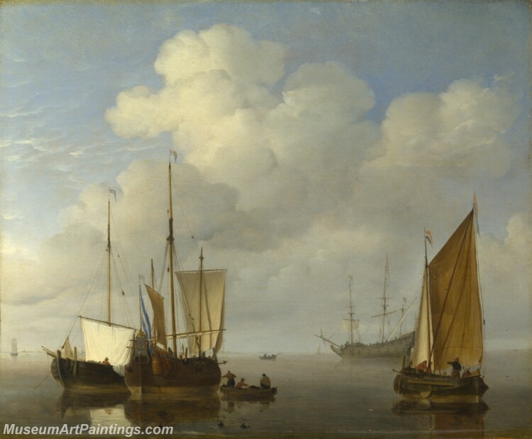 Dutch Ships in a Calm Painting