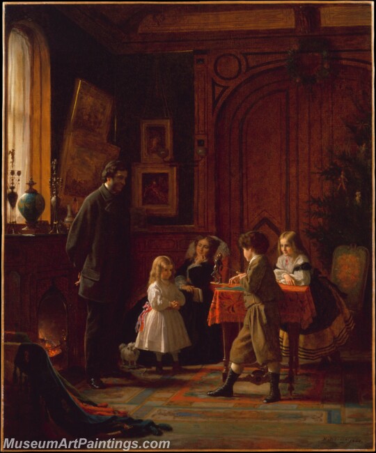 Eastman Johnson Christmas Time The Blodgett Family Painting