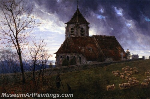 Eglise de Chelles Le Soir Painting