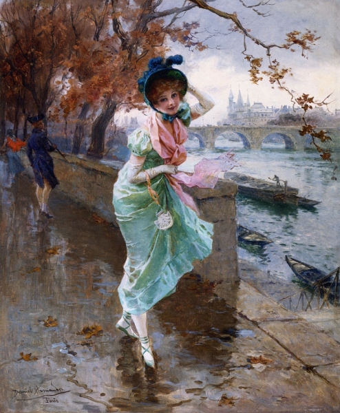Elegant Lady on the Quay of Paris by Daniel Hernandez