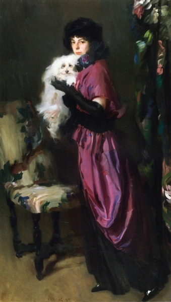 Elegant Woman with Her Dog Painting