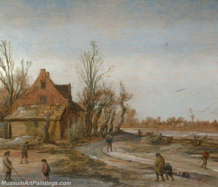 Esaias van de Velde A Winter Landscape Painting