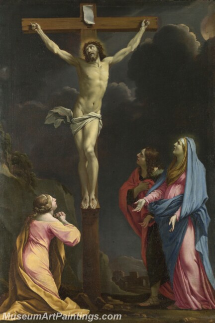 Eustache Le Sueur Christ on the Cross with the Virgin and Saints Painting