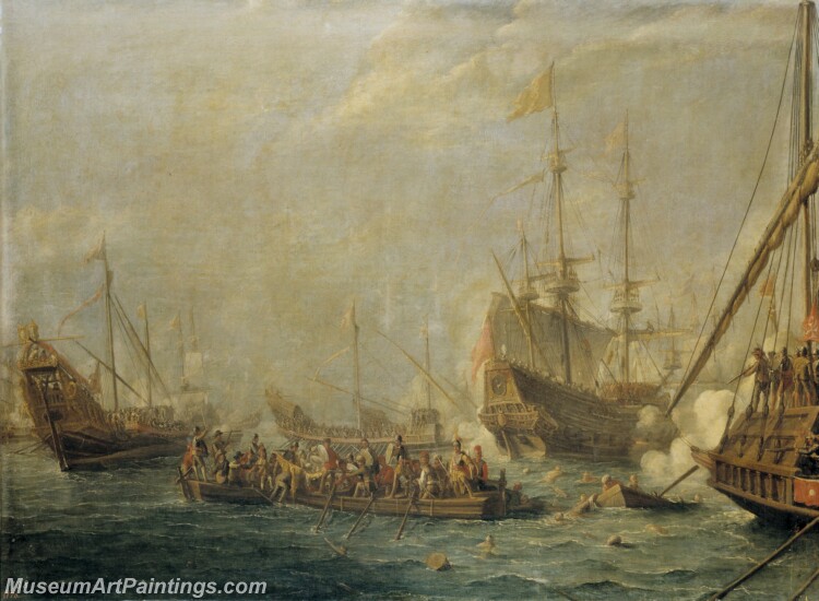 Eyck Gaspar van Combate naval entre turcos y malteses Painting