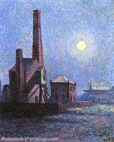 Factory by Moonlight Painting