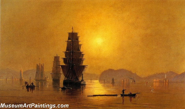 Famous Boat Painting Smoky Sunrise Astoria Harbor