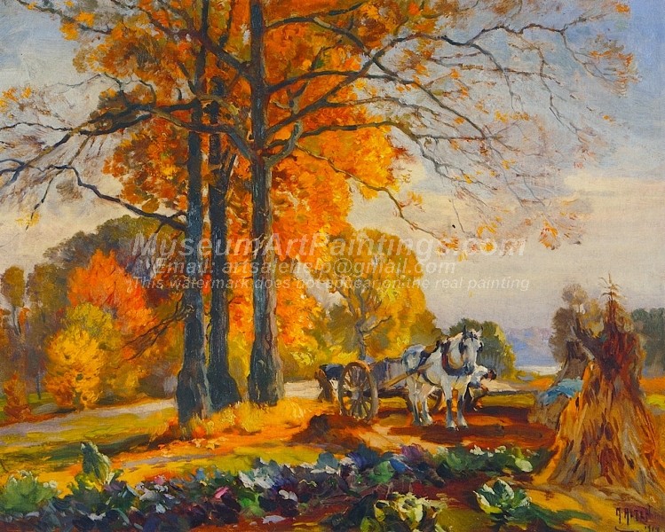 Farmers with Horse Cart by Mathias J Alten