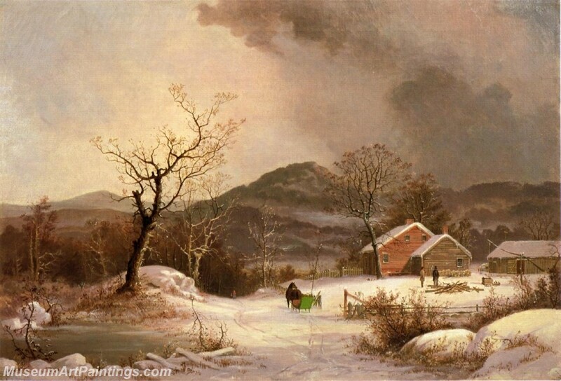 Farmstead and Sleigh in Winter Painting