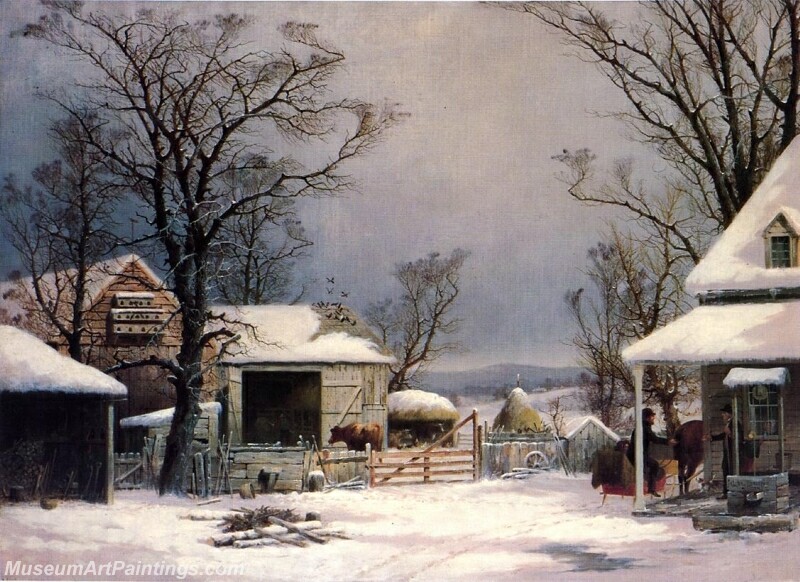 Farmyard Winter Painting