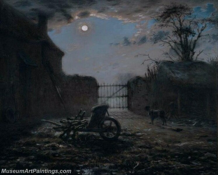 Farmyard by Moonlight Painting