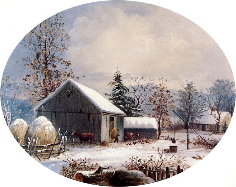 Farmyard in Winter Painting