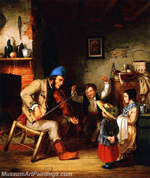 Fiddler and Boy Doing Jig Painting