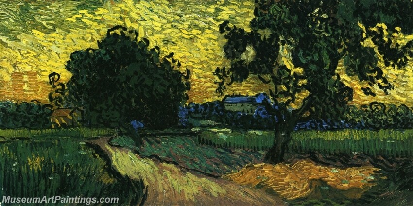 Field with Trees the Chateau of Auvers Painting