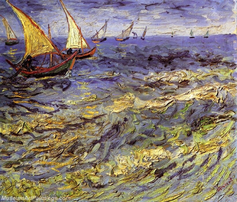 Fishing Boats at Sea (Seascape at Saintes Maries) Painting