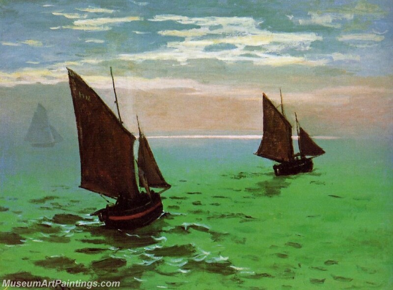 Fishing Boats at Sea Painting