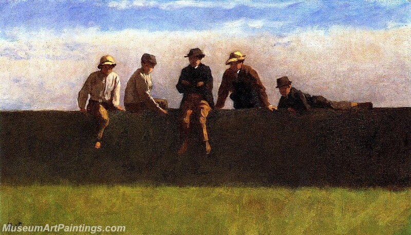 Five Boys on a Wall Painting