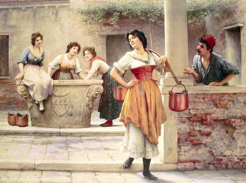 Flirtation at the Well Painting